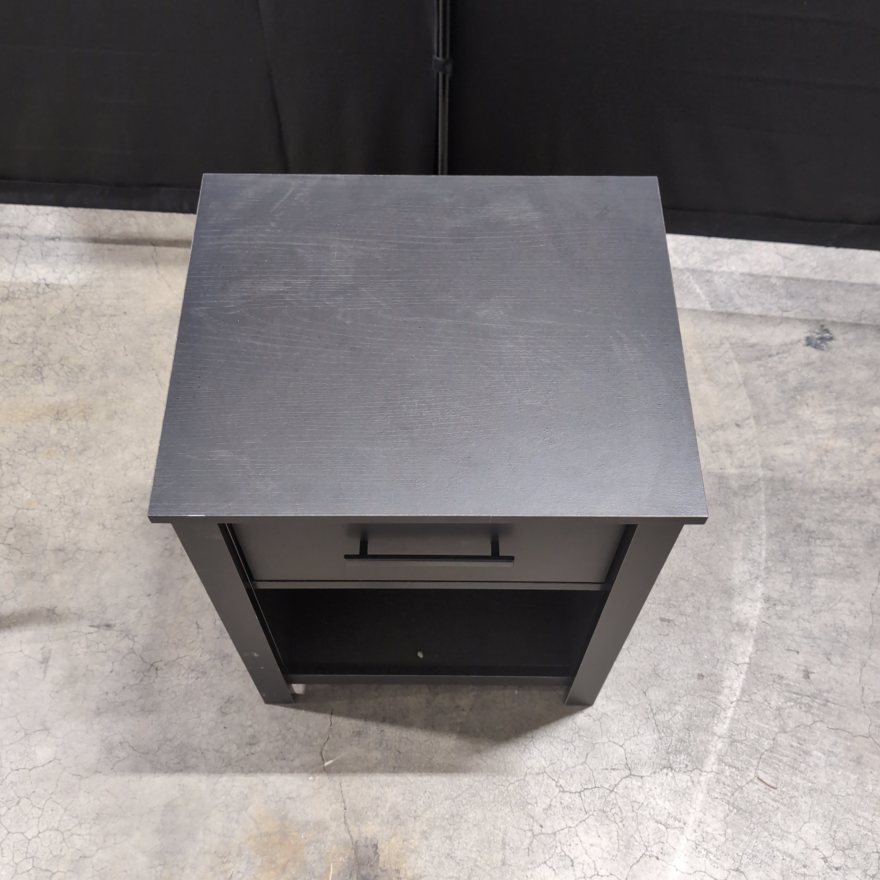Ameriwood HOME Black Wood Composite Nightstand with Open Shelf