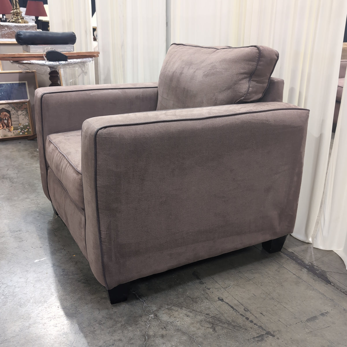 Grey Microfiber Contemporary Armchair