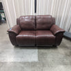 Deep Brown Leather Reclining Loveseat with Padded Arms