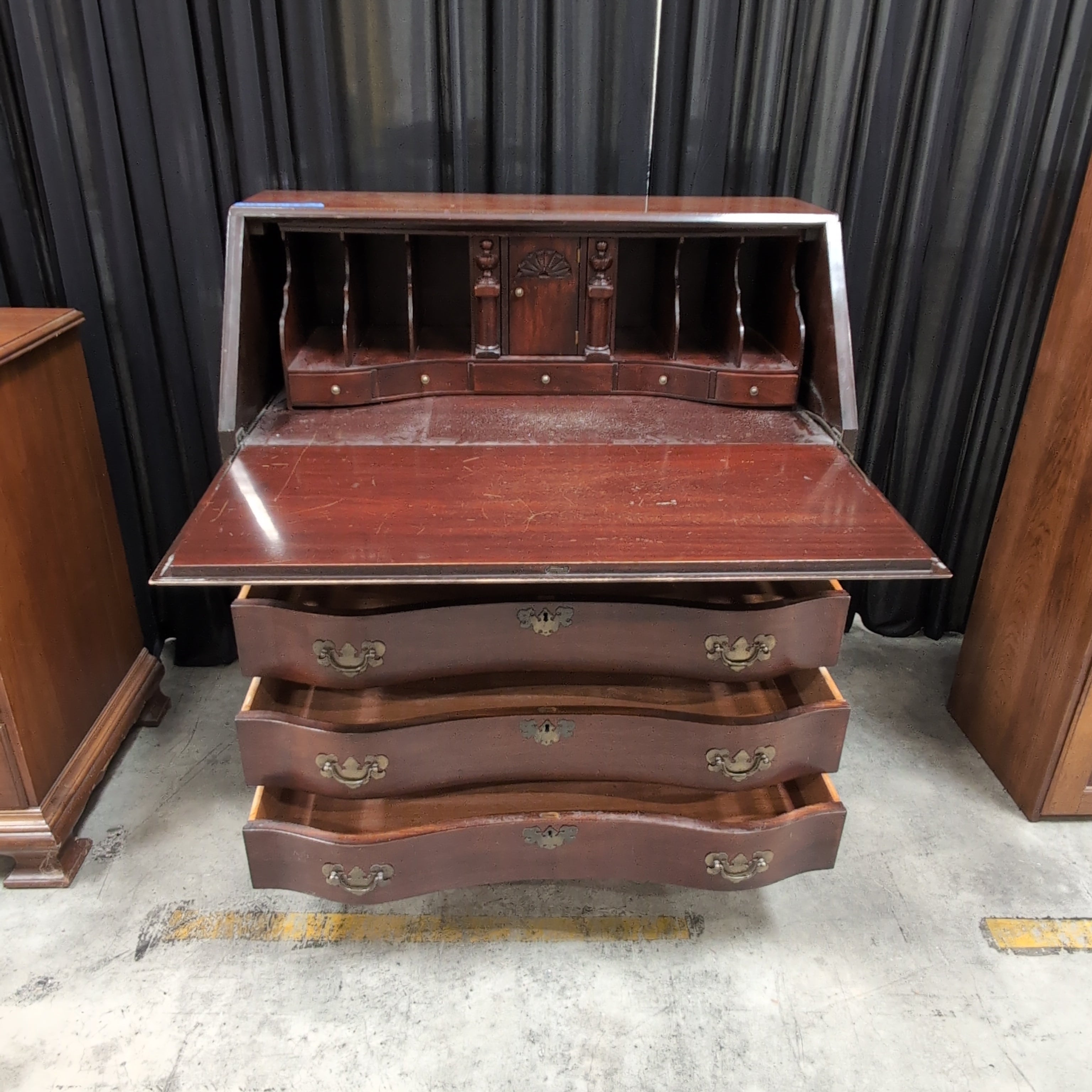 Traditional Dark Wood Secretary Desk with Claw Feet