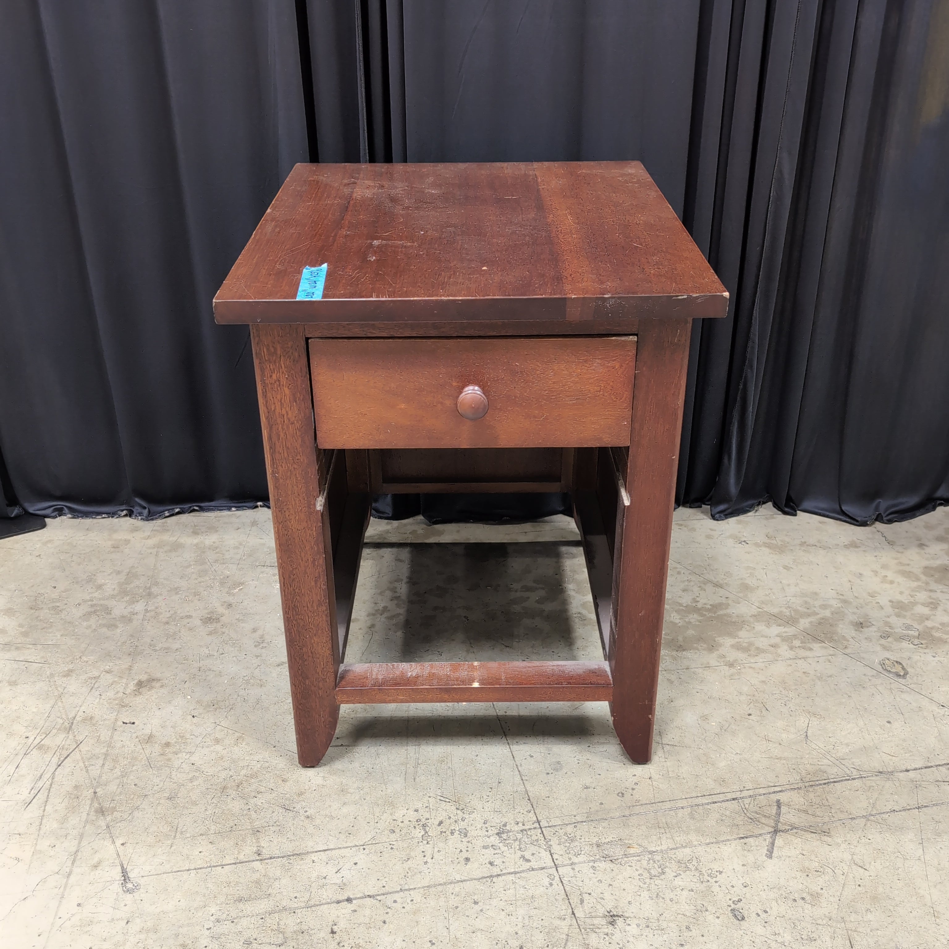 Cherry Tone Wood Nightstand with Single Drawer