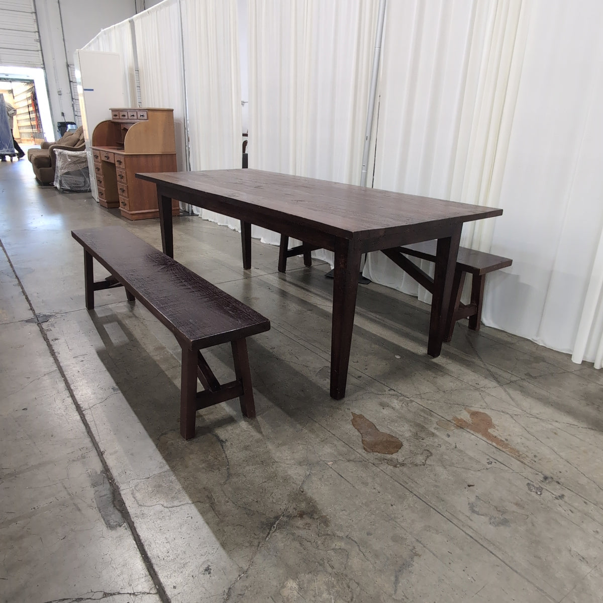 David Smith & co. Dark Stained Wood Farmhouse Style Dining Table