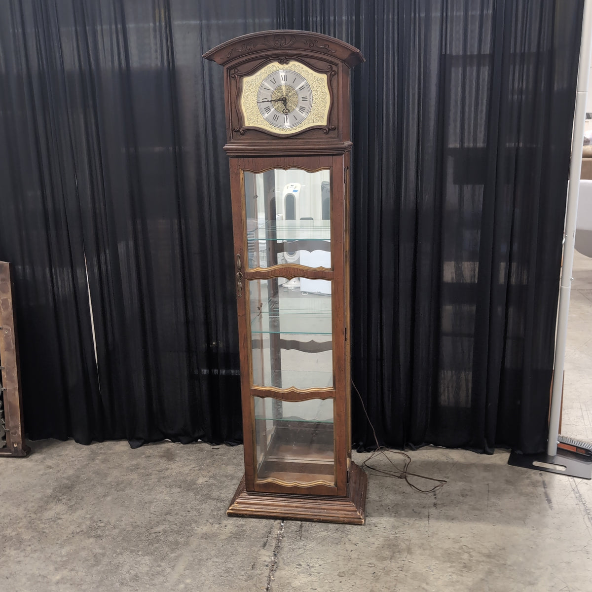Ornate Dark Wood Display Grandfather Clock