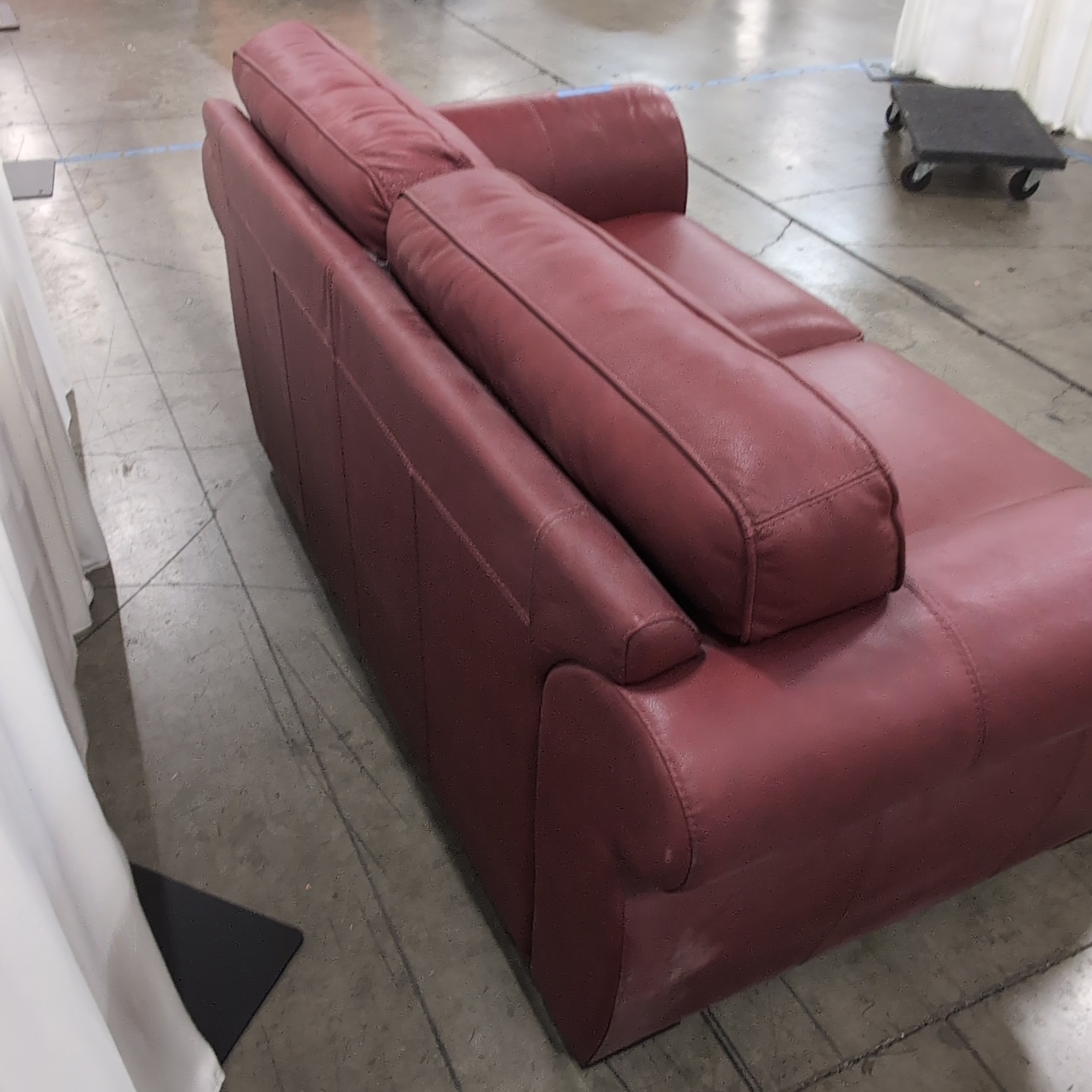 Classic Burgundy Leather Loveseat