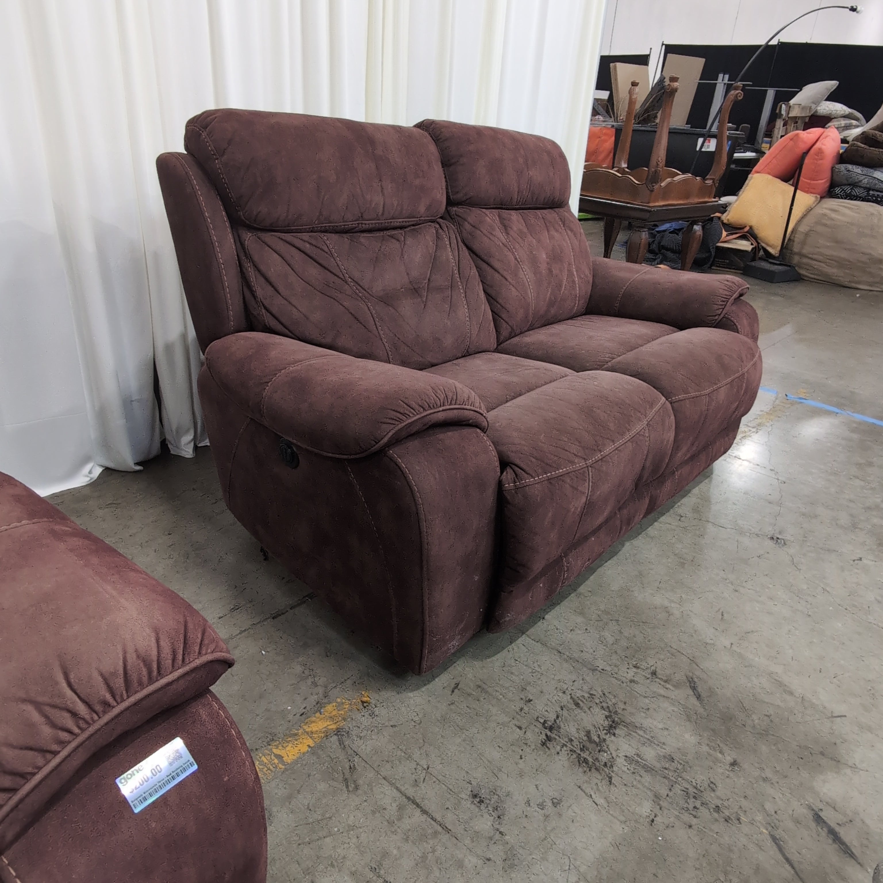 Burgundy Microfiber Reclining Loveseat