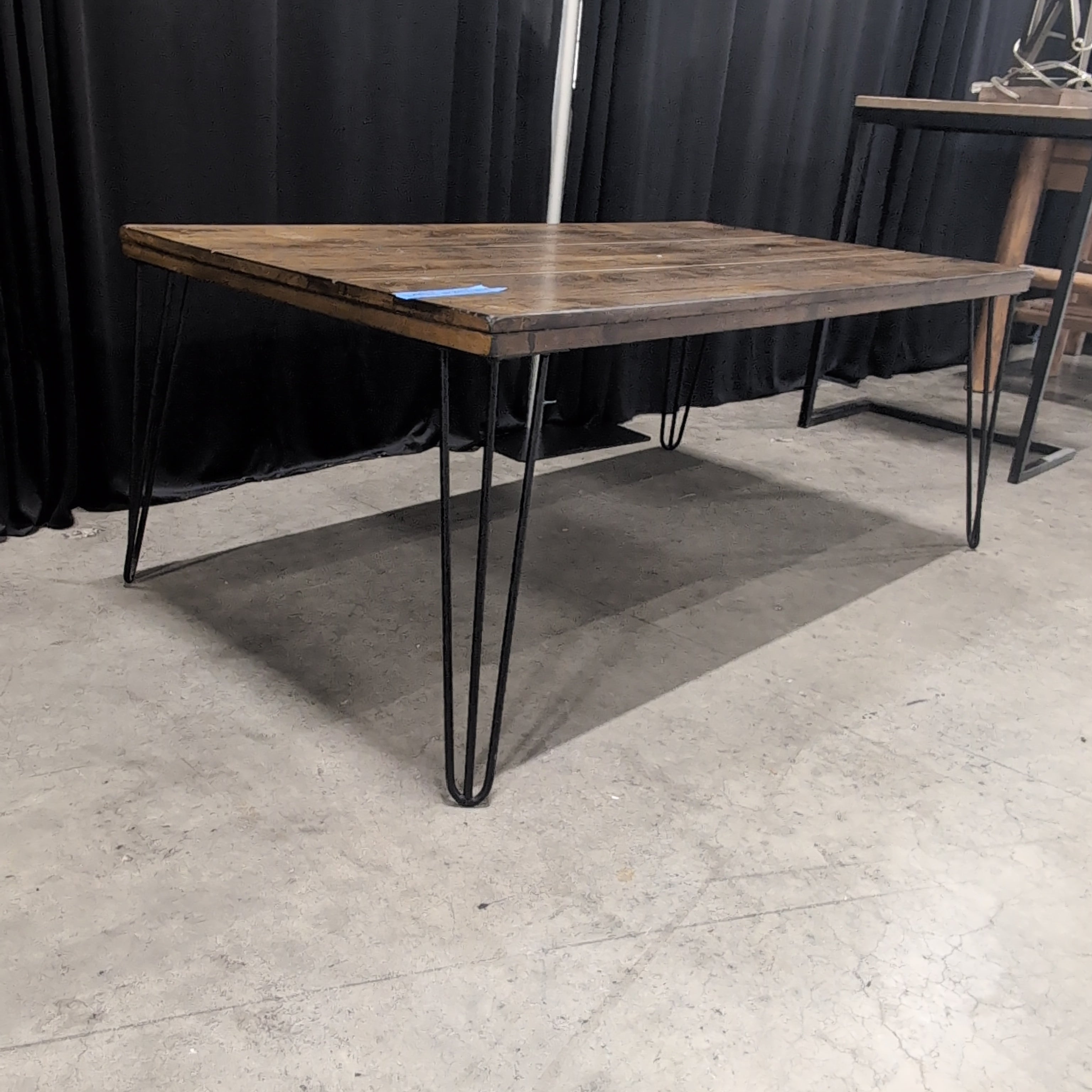 Rustic Wood Plank Coffee Table with Hairpin Legs