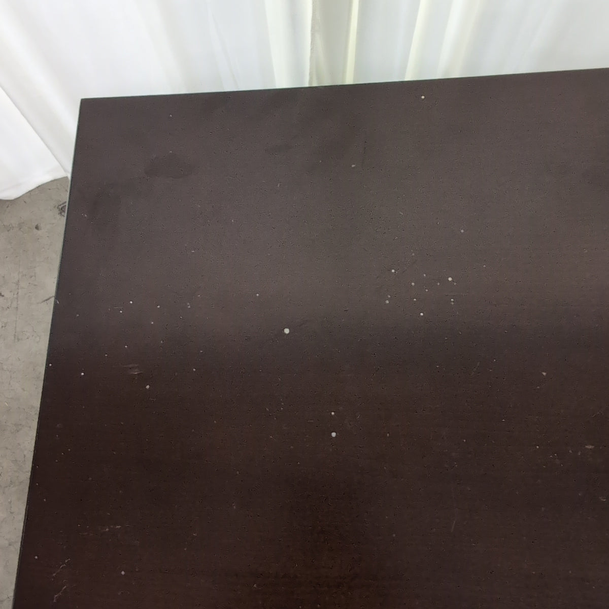 Dark Brown Two-Drawer Nightstand with Silver Knobs