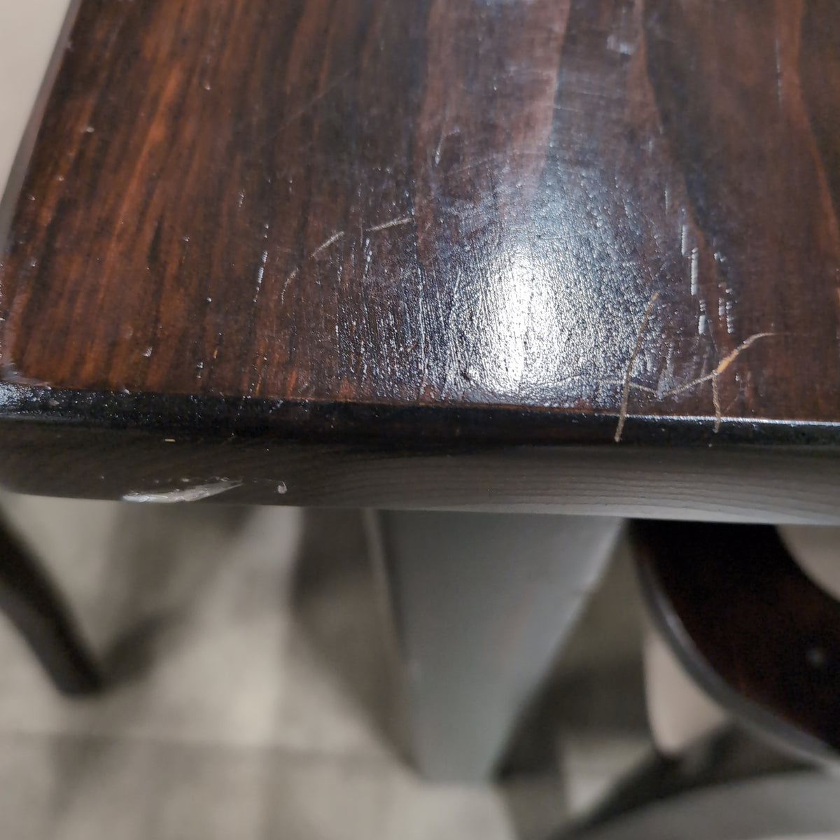 Dark Stained Wood Dining Table with Extension Mechanism