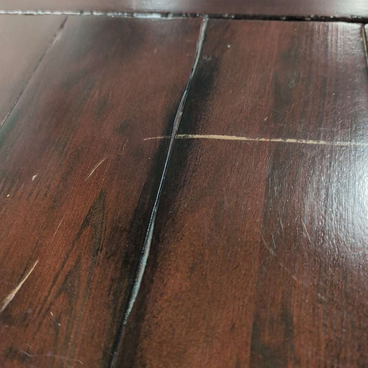 Dark Wood Plank Top Dining Table