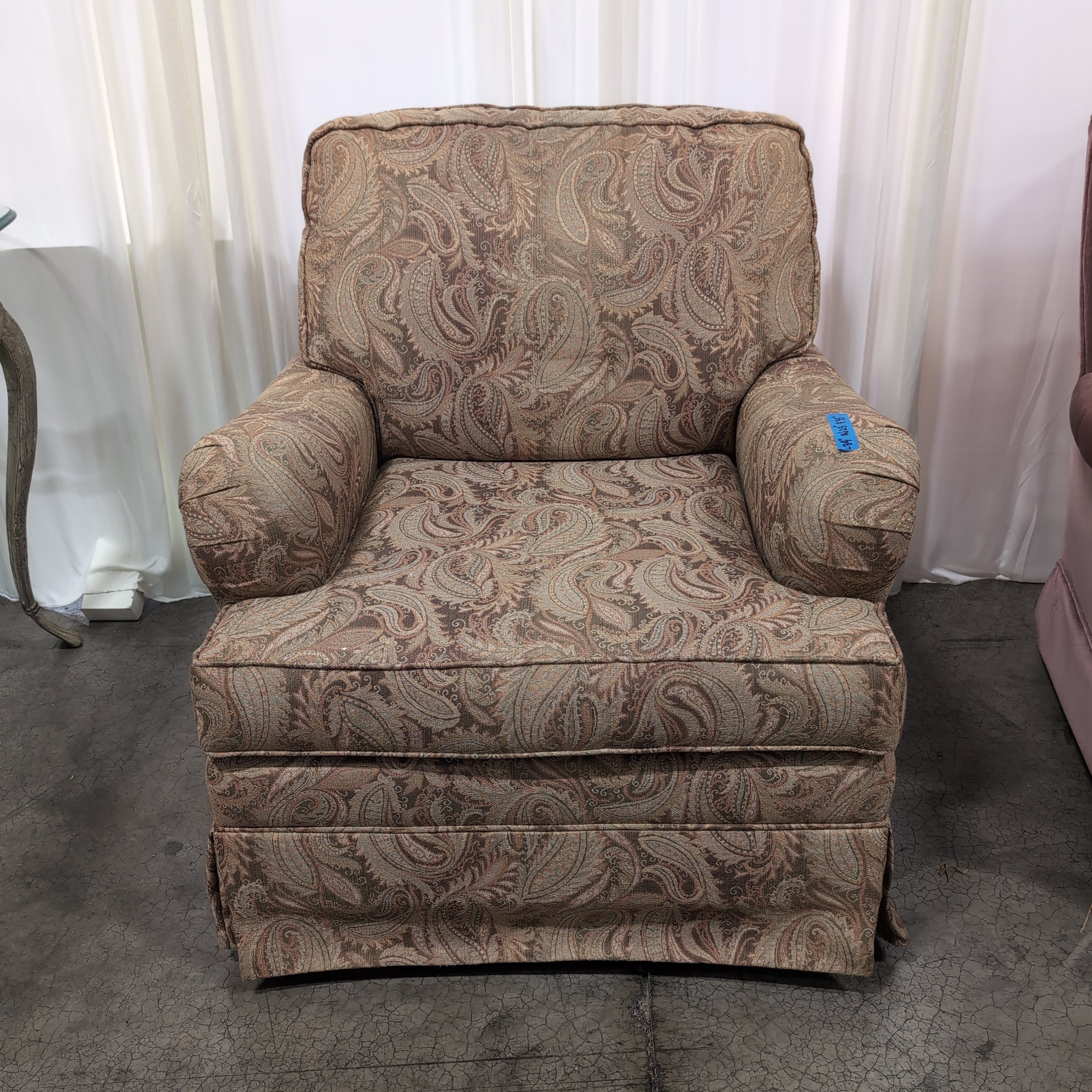 Riverside Traditional Beige Armchair in Paisley Fabric