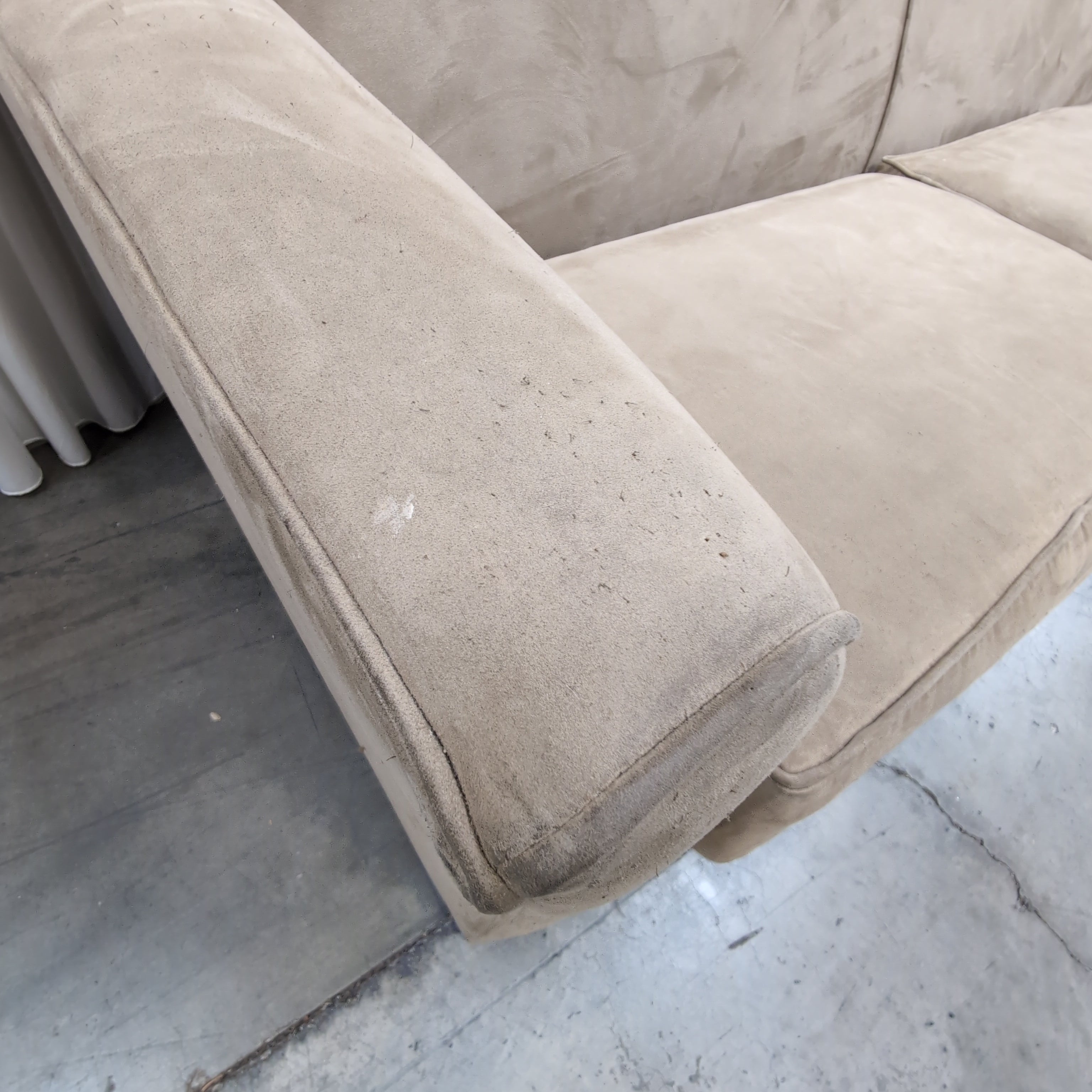 Tan Microfiber Rolled Arm Couch