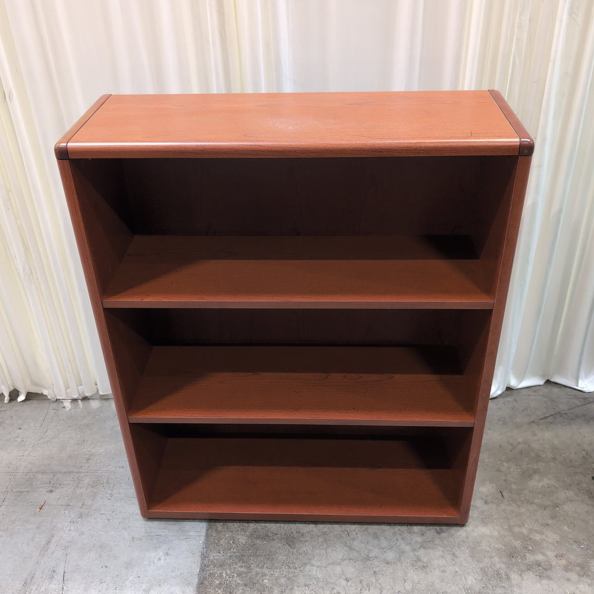 Simple Three-Shelf Bookcase in Cherry Finish Wood