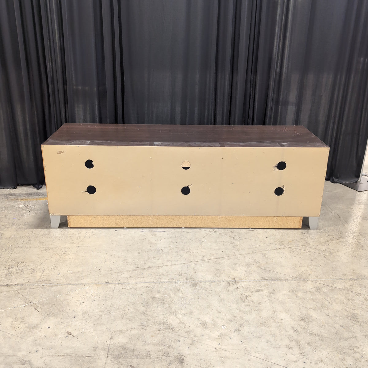 Dark Brown Contemporary TV Stand with Frosted Glass Door