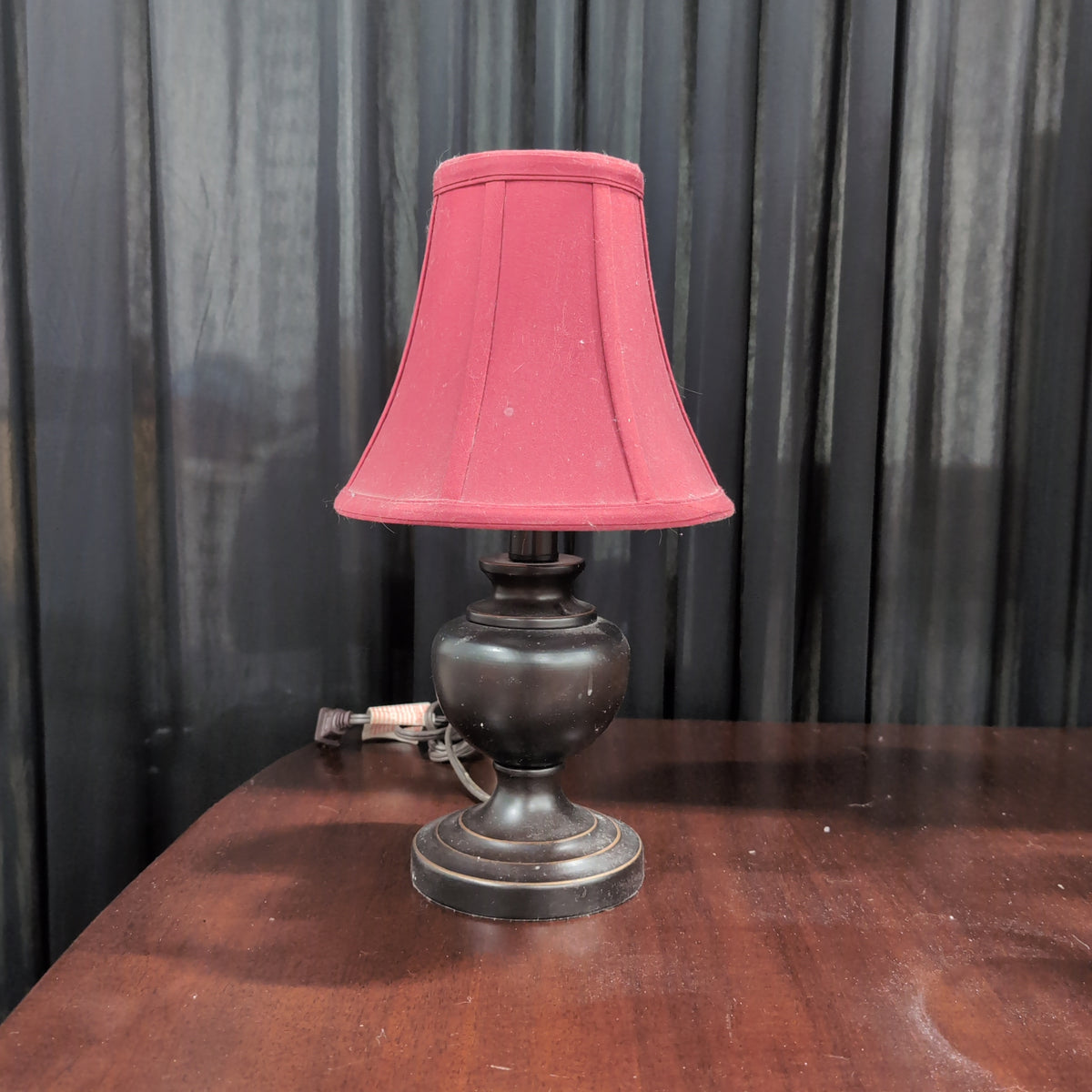 Small Dark Bronze Finish Table Lamp with Bell Shade