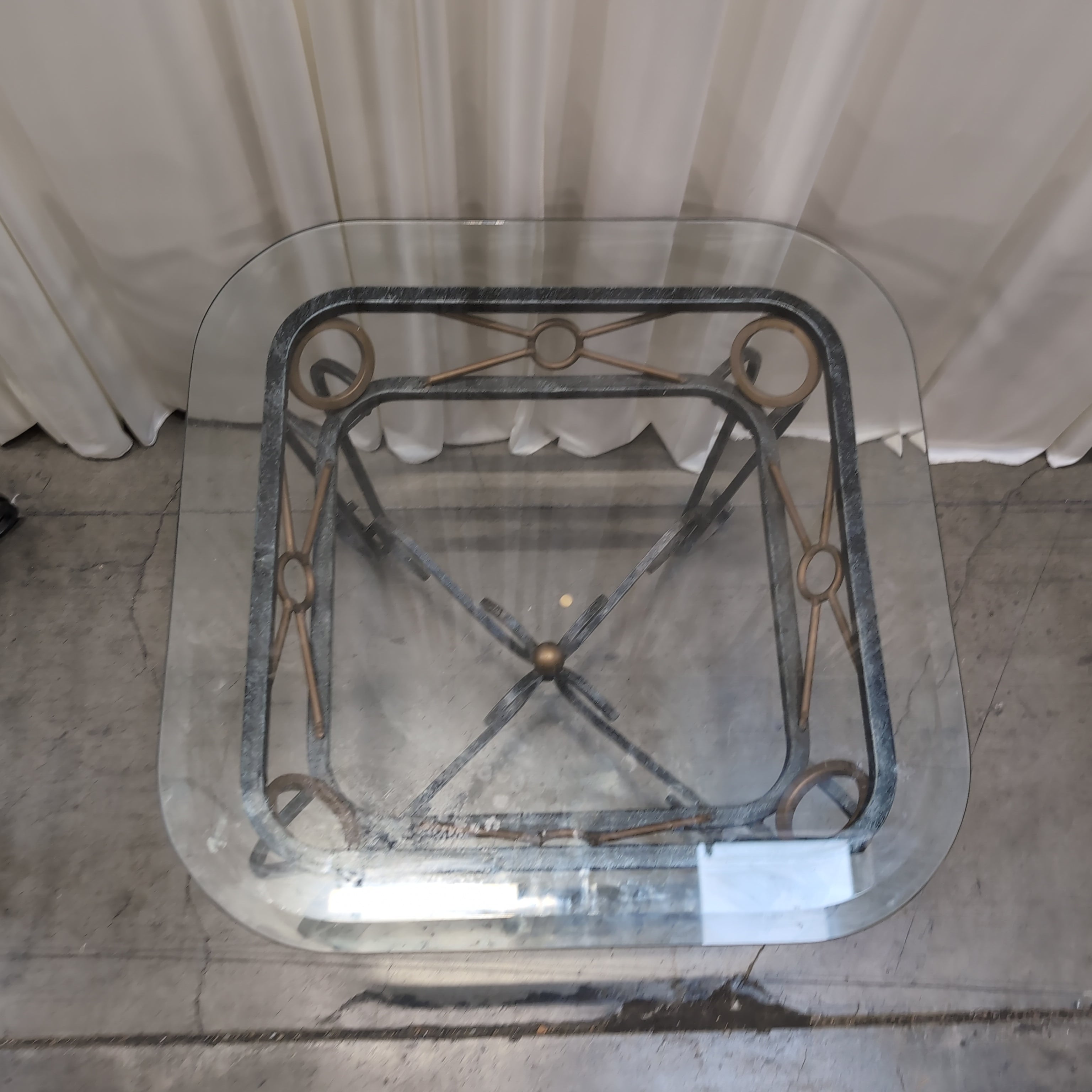 Ornate Scrollwork Metal End Table set with Glass Top