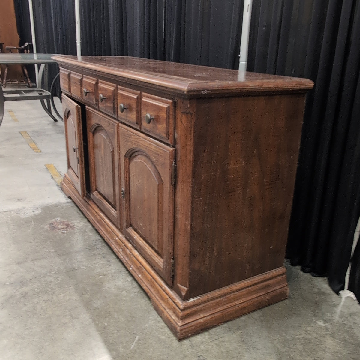 Traditional Dark Wood Buffet with Arched Panels