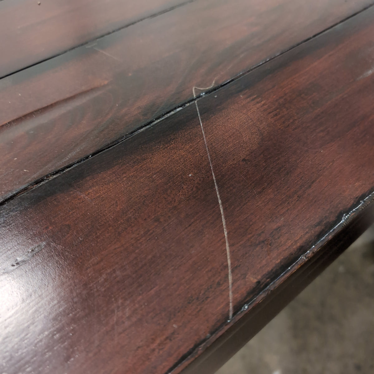 Dark Wood Plank Top Dining Table