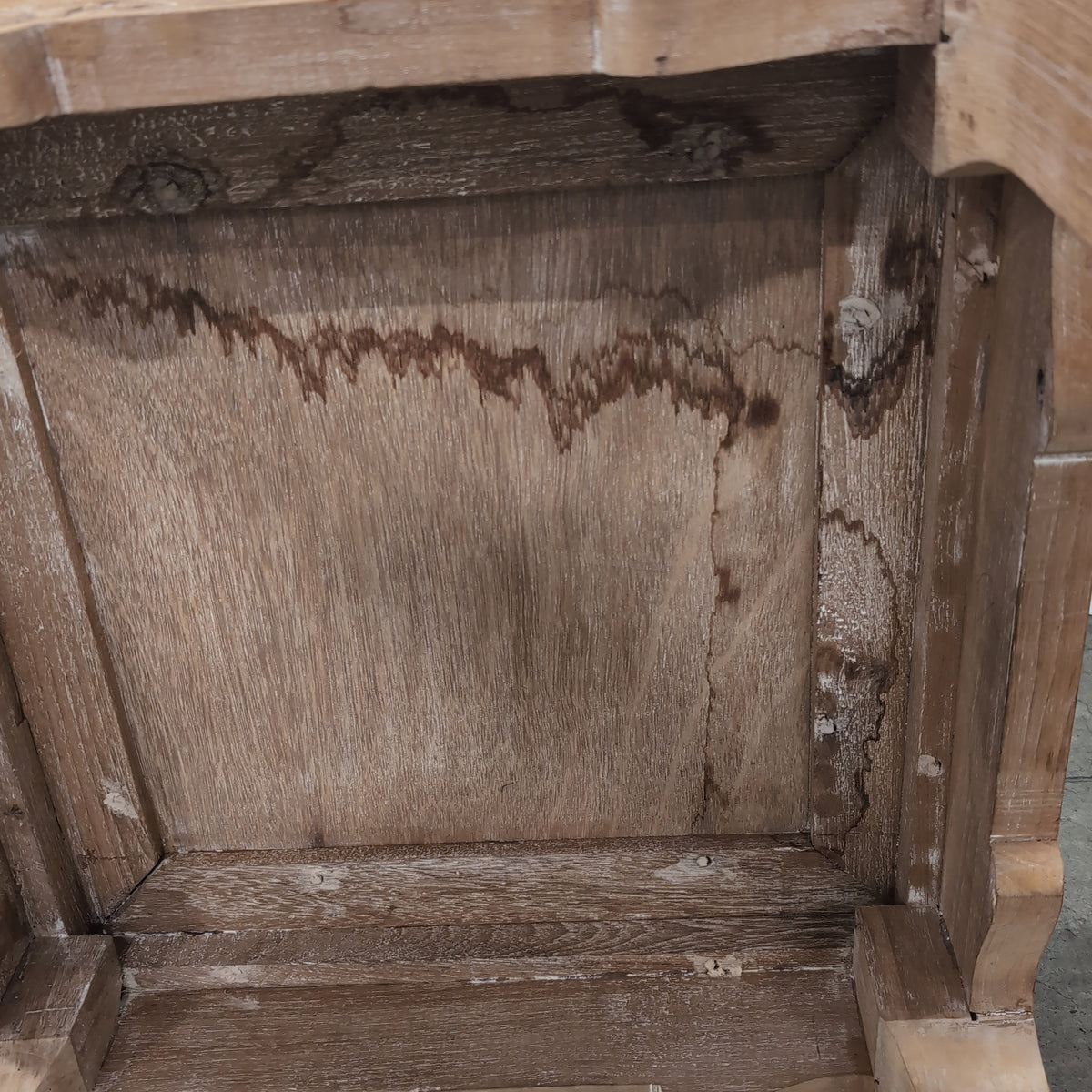 Ornate Carved Light Wood Square End Table