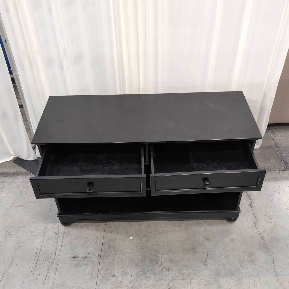 Dark Wood Finish Long TV Stand