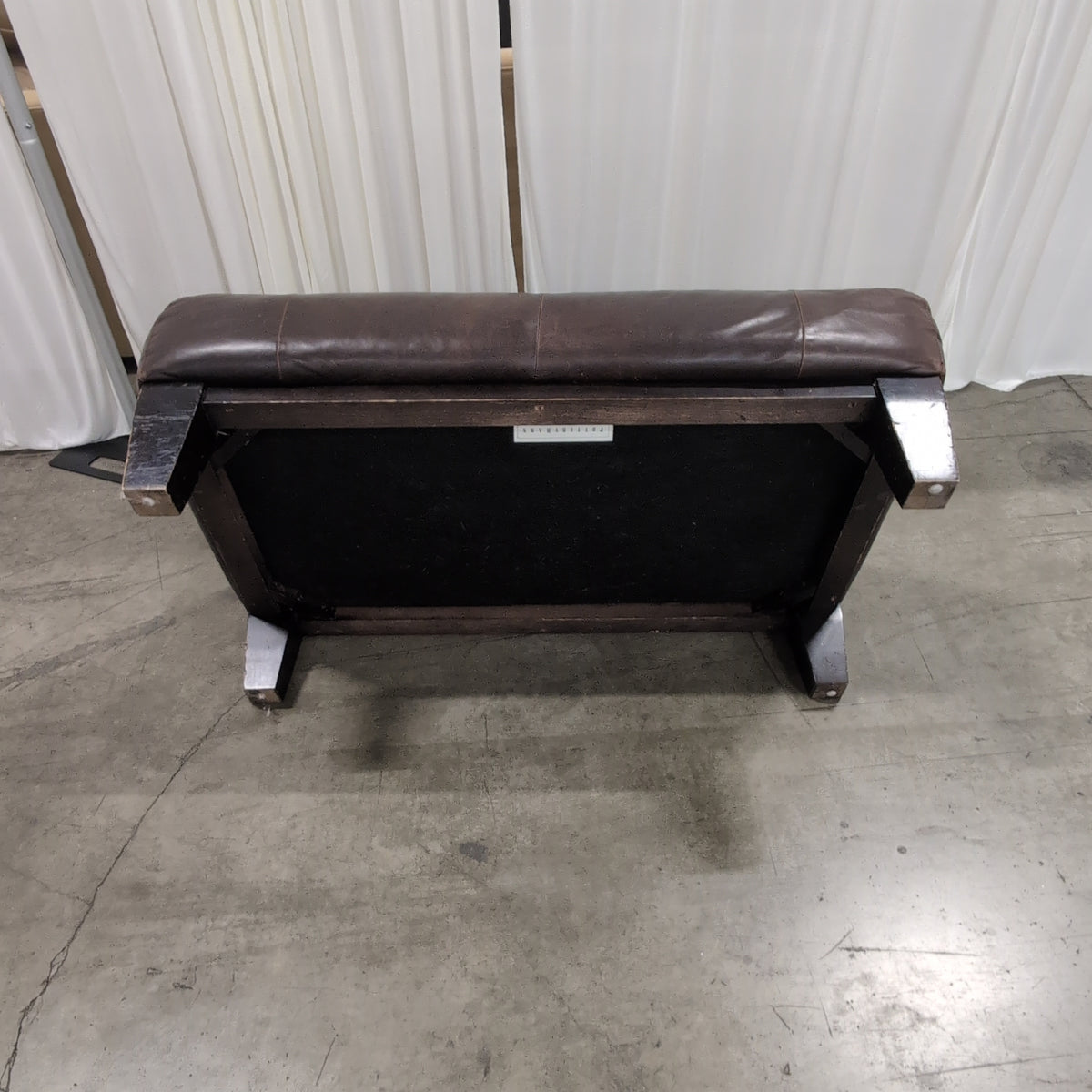 Rectangular Brown Leather Ottoman with Tufted Top