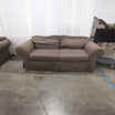 Textured Brown Rolled Arm Couch with Skirted Base