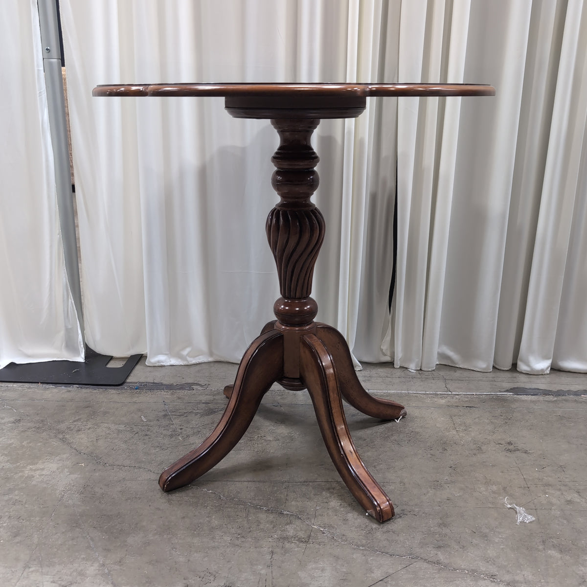 Decorative Inlaid Wood End Table with Pedestal Base