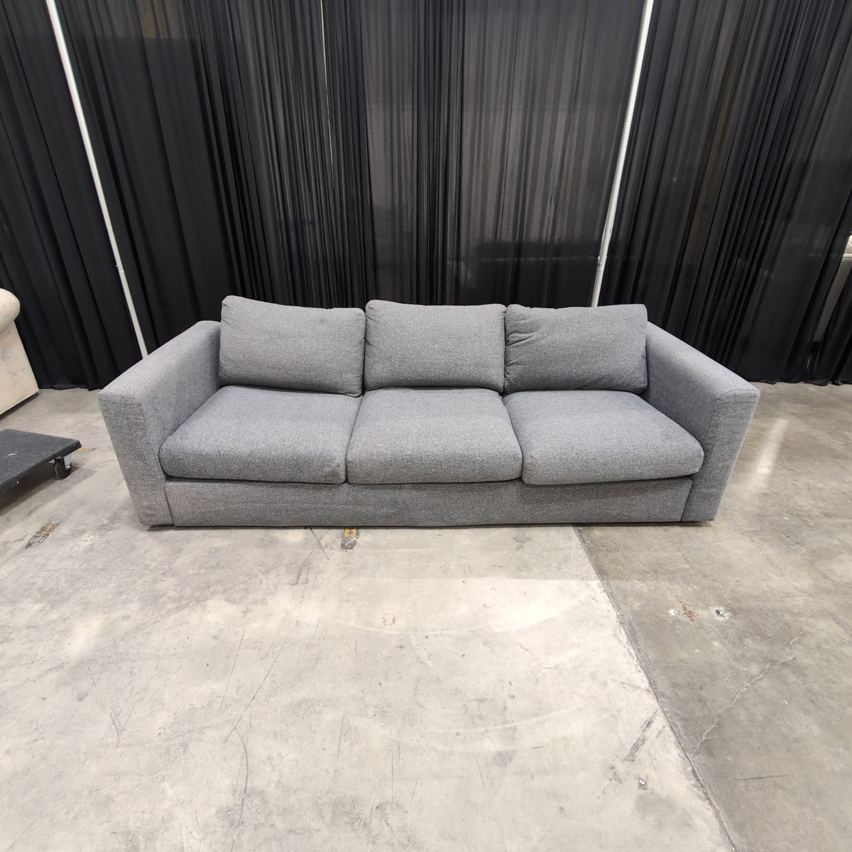 Gray Fabric L-Shaped Sectional Couch with Track Arms