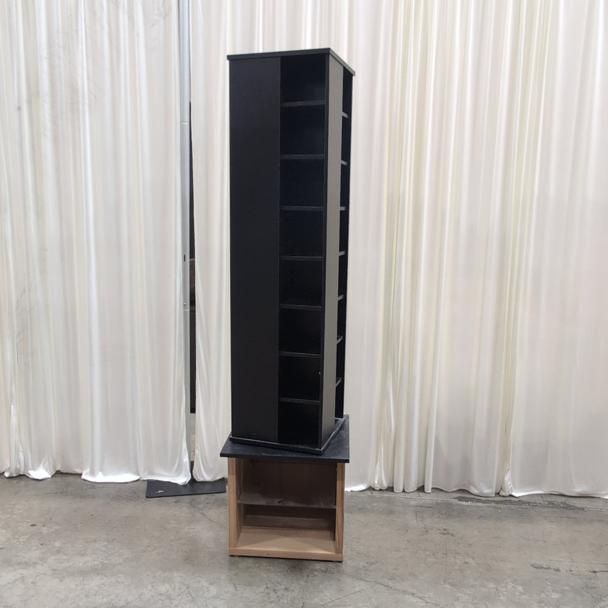 Black Rotating Multi-Shelf Media Tower