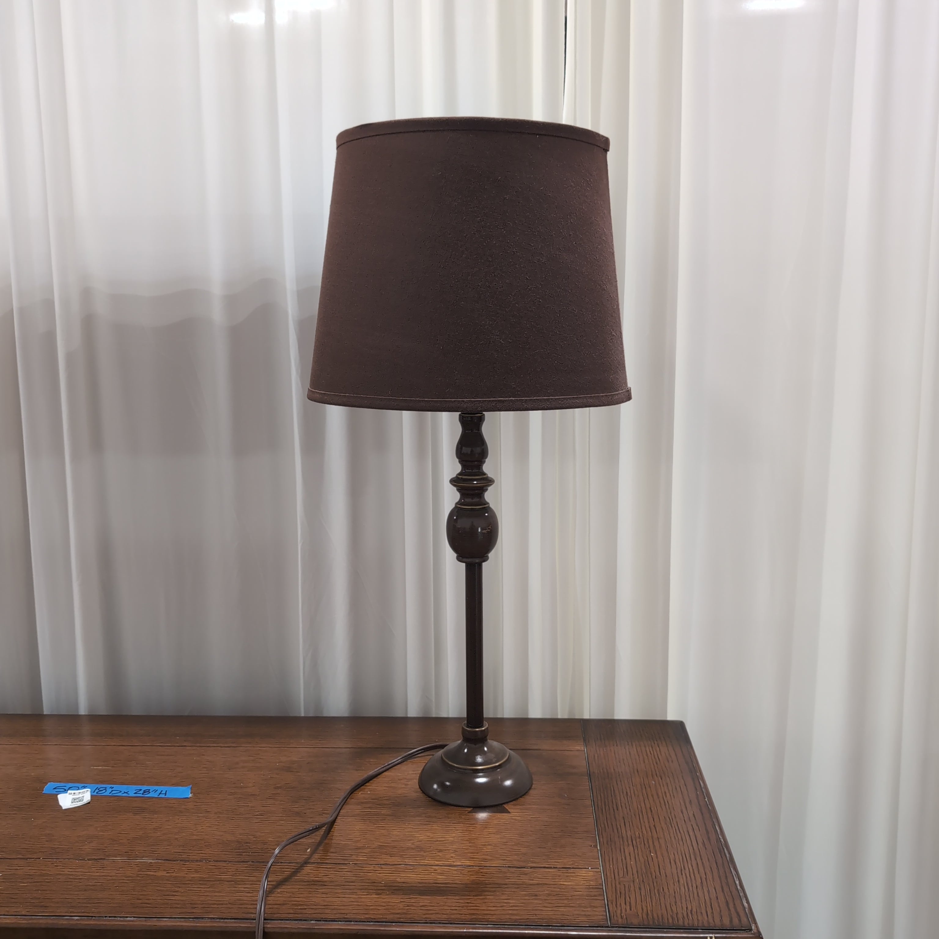 Traditional Dark Bronze Table Lamp with Turned Base