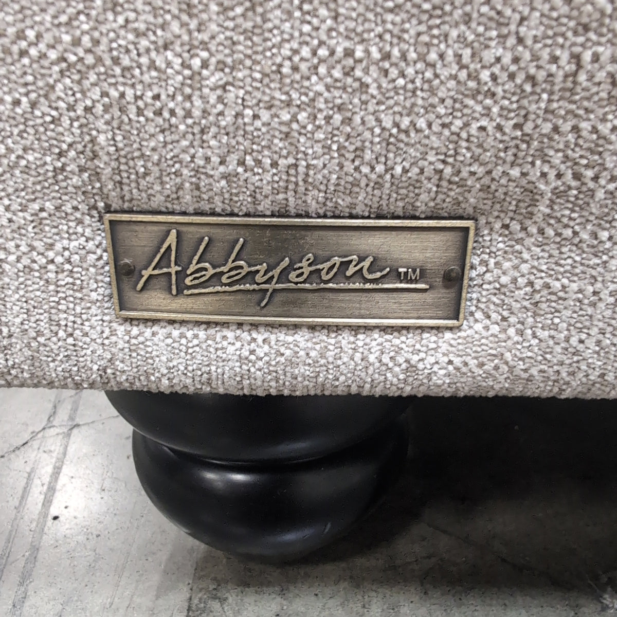 Textured Beige Fabric Loveseat with Nailhead Trim