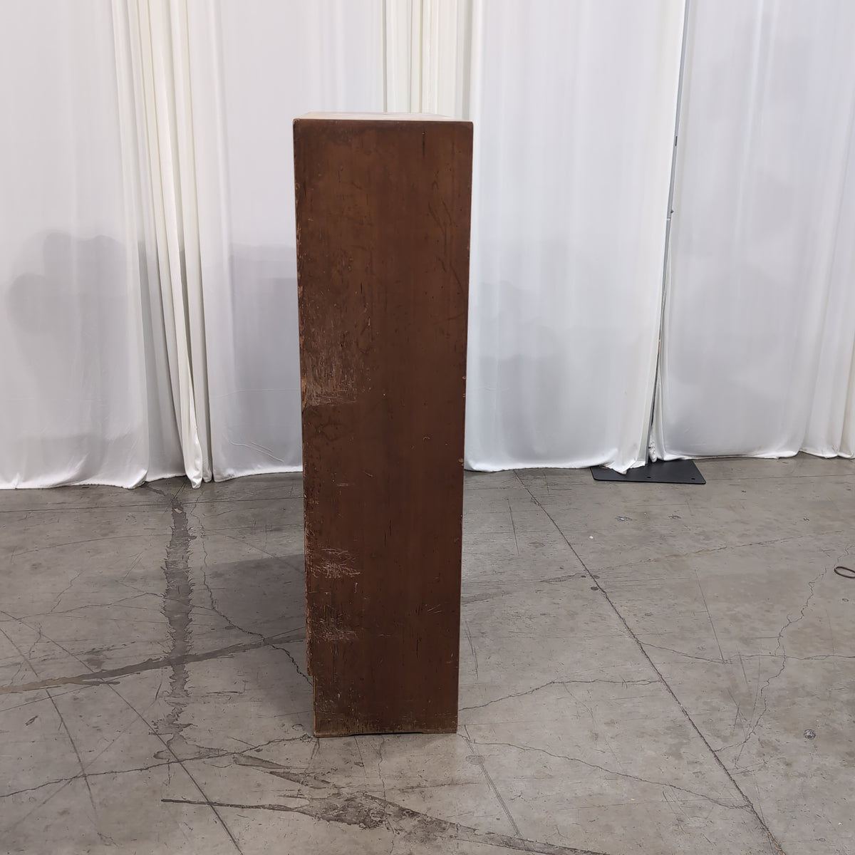 Brown Stained Wood Three-Shelf Bookcase