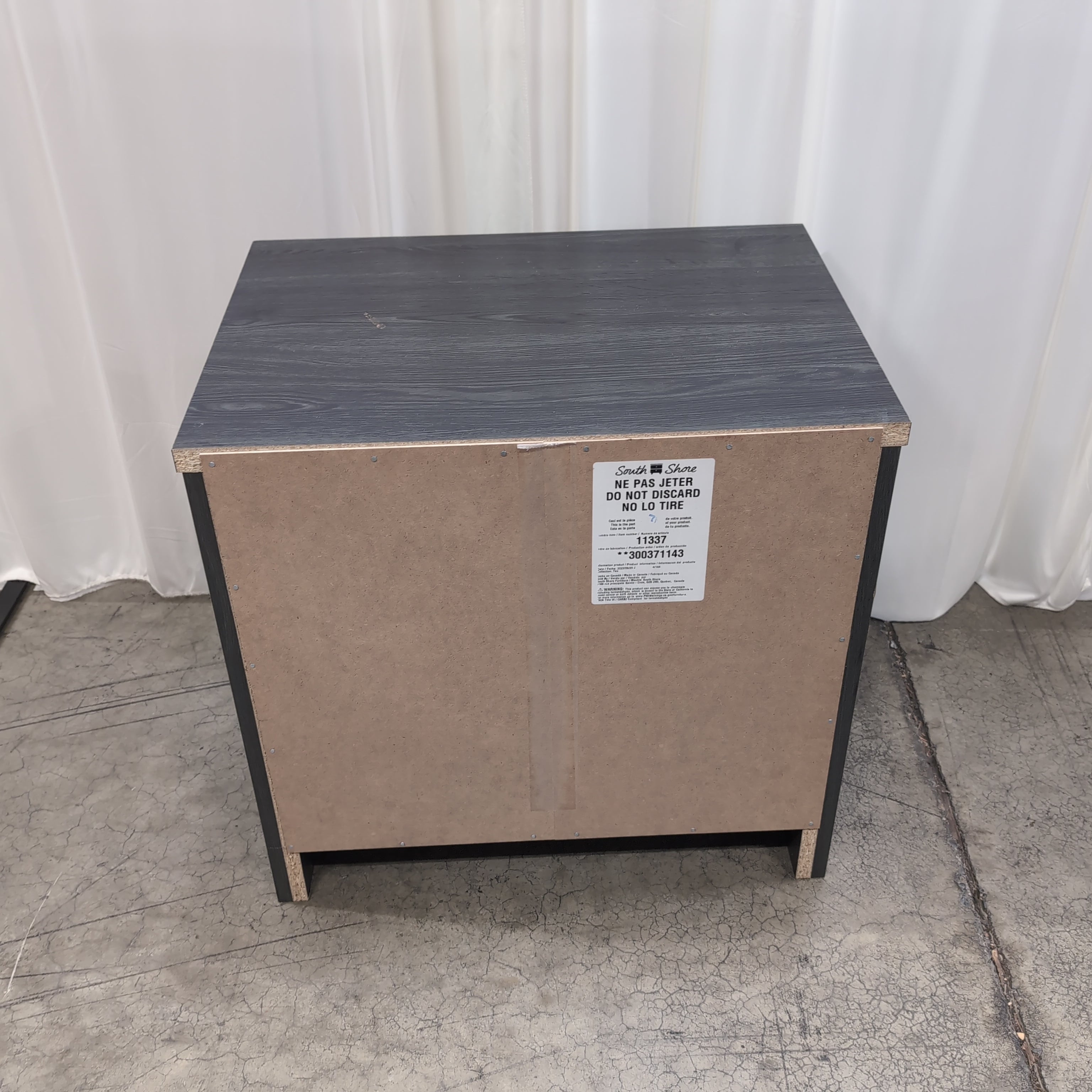 Dark Grey Wood Grain Two-Drawer Nightstand