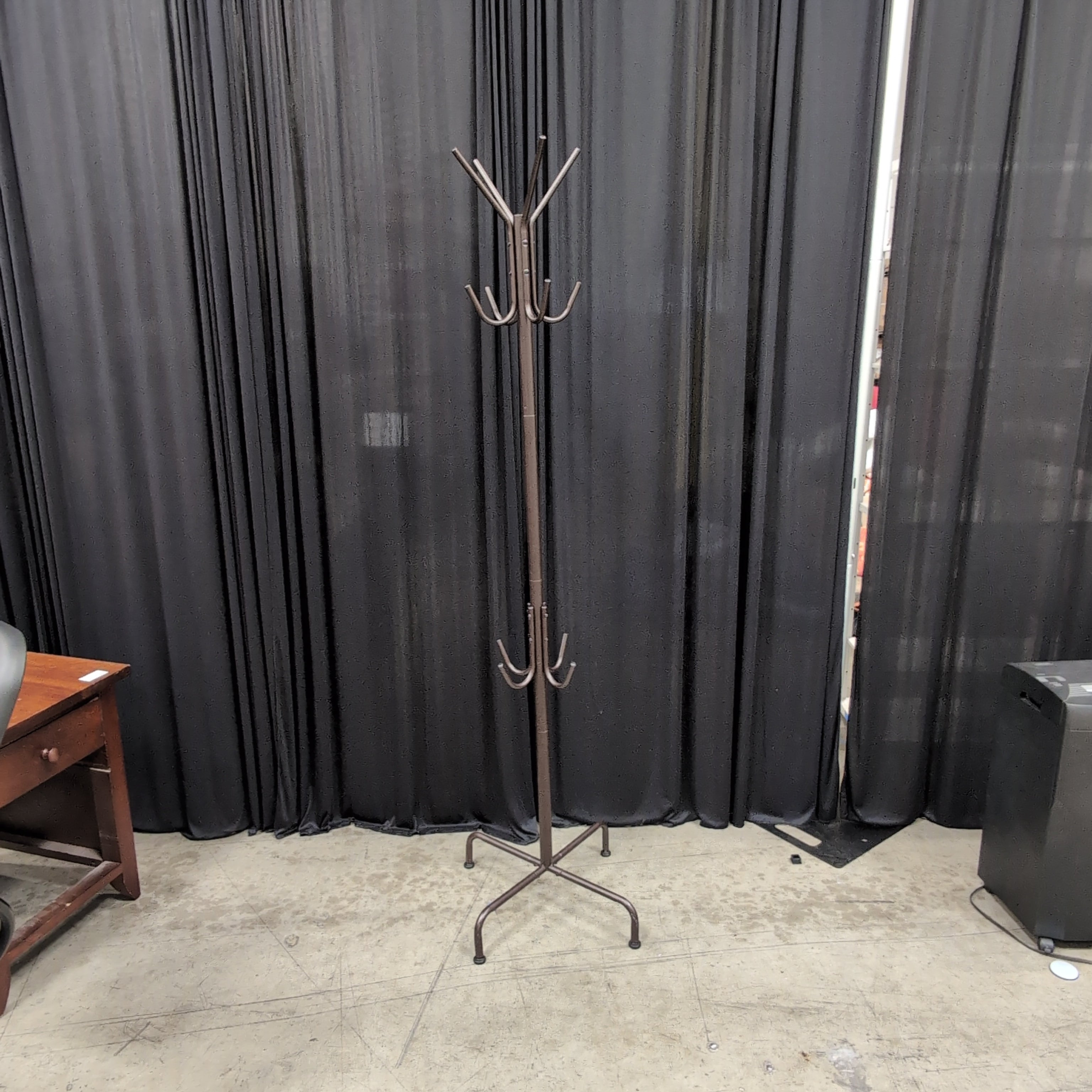 Bronze Metal Standing Coat Rack with Multiple Hooks