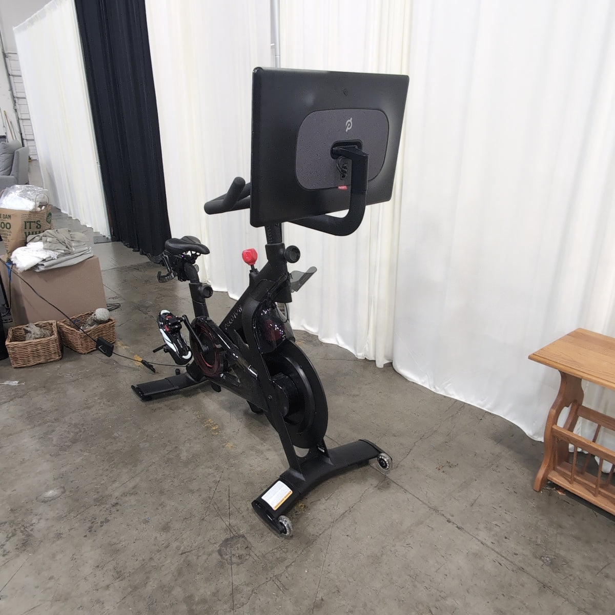 Peloton Black Exercise Bike with Interactive Screen