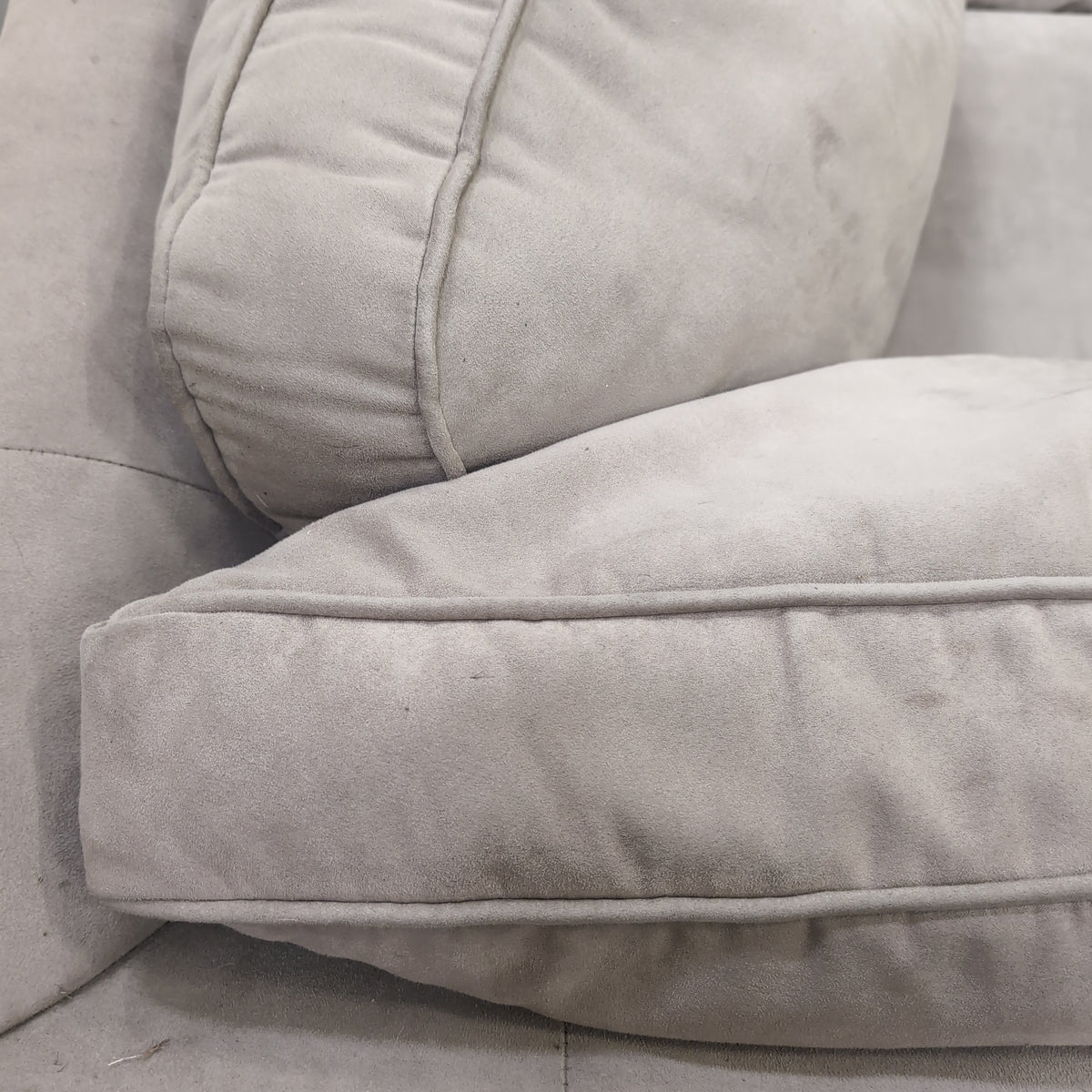 Light Beige Fabric Rolled Arm Sectional Couch