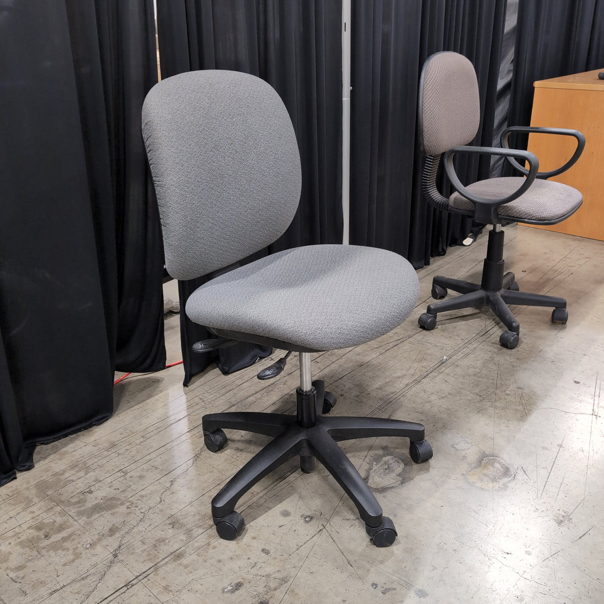 Grey Upholstered Swivel Office Chair