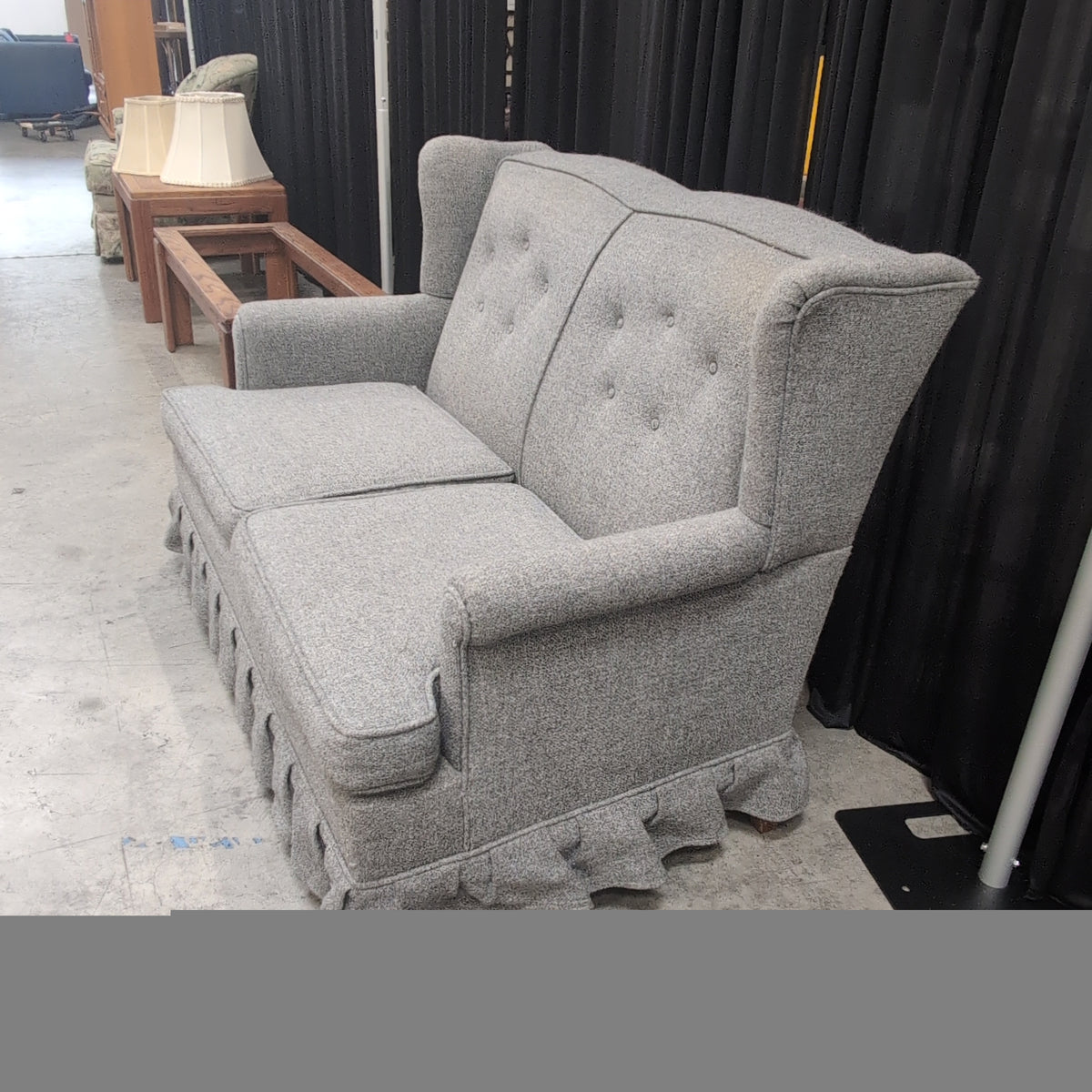Grey Fabric Loveseat with Button Tufting