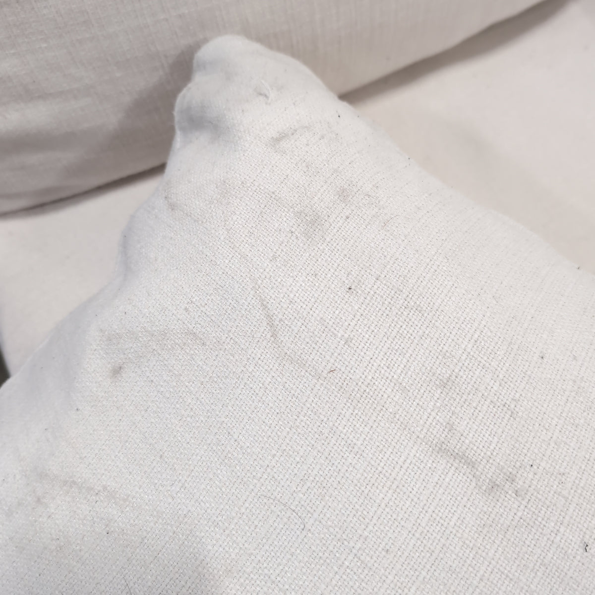 Plush White L-Shaped Sectional Couch in Fabric