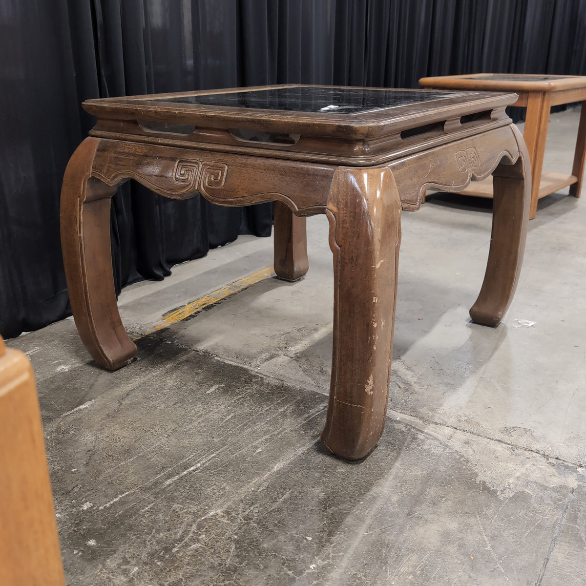 Light Wood Square Coffee Table with Glass Top