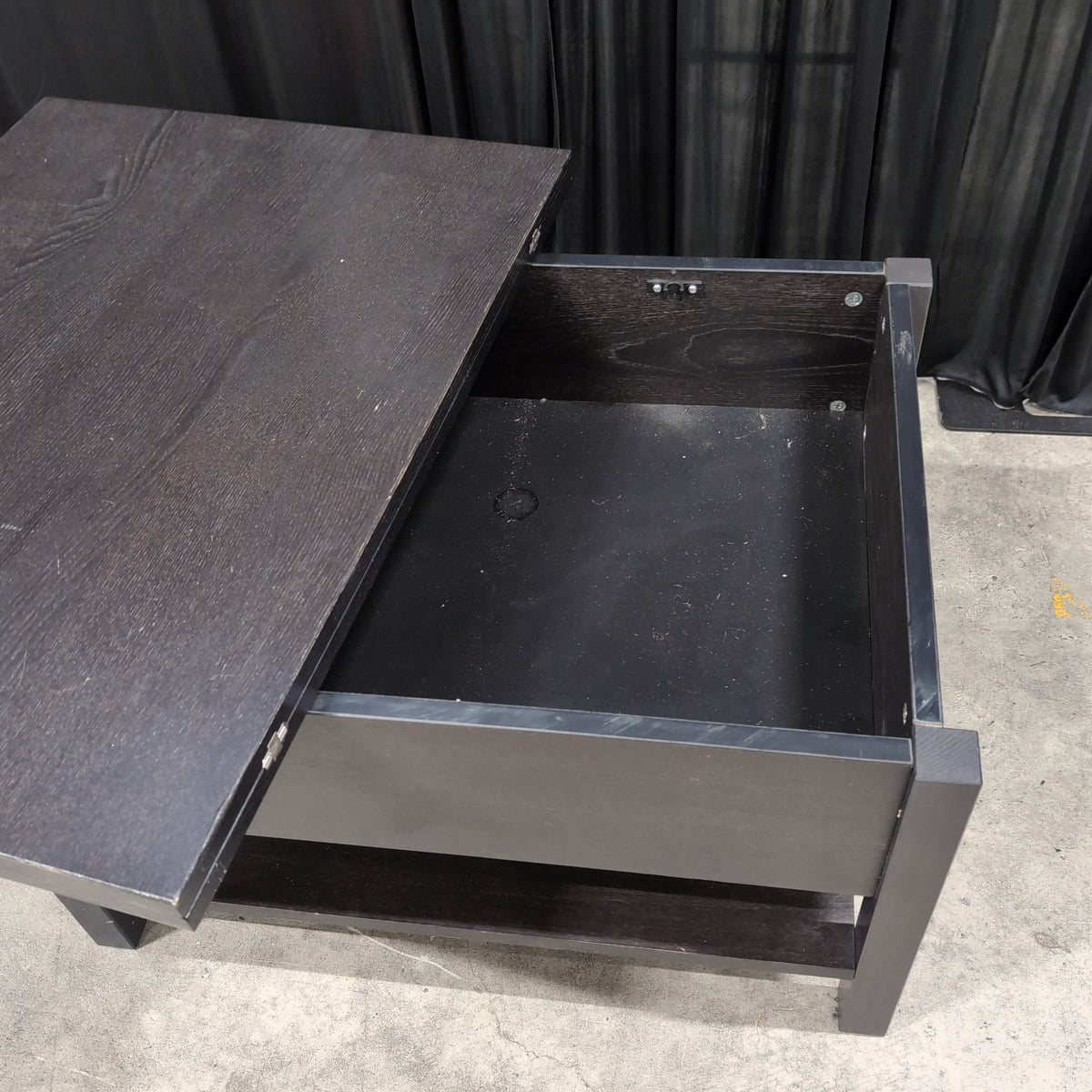 Dark Wood Rectangular Coffee Table with Lower Shelf