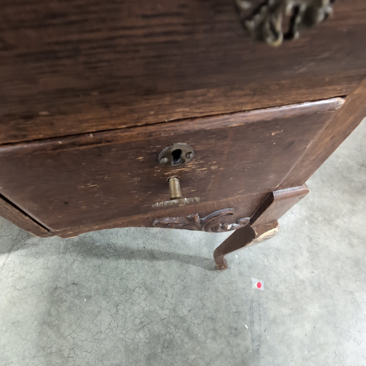 Antique Dark Wood Secretary Desk with Drop Front