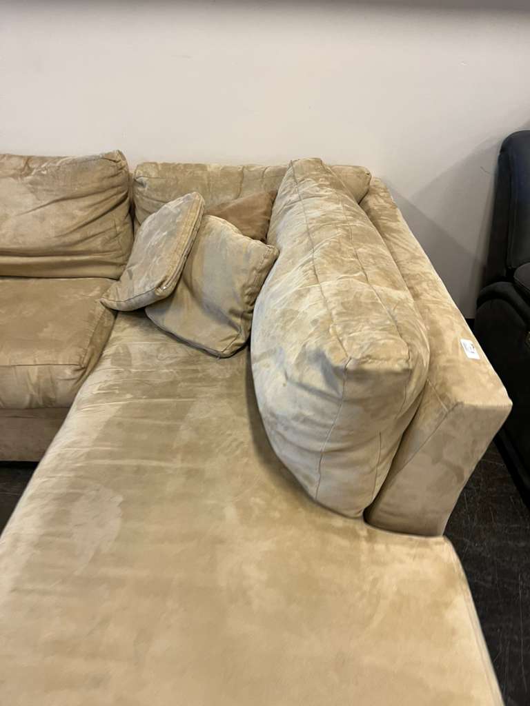 Beige Microfiber L-Shaped Two Piece Sectional Sofa with Chaise