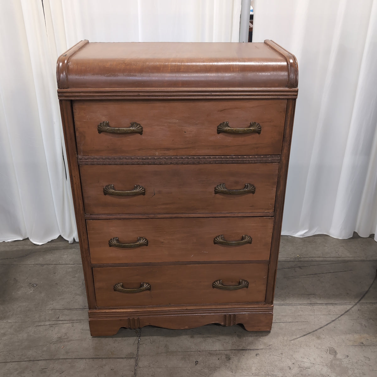 Brown Wood Five-Drawer Dresser