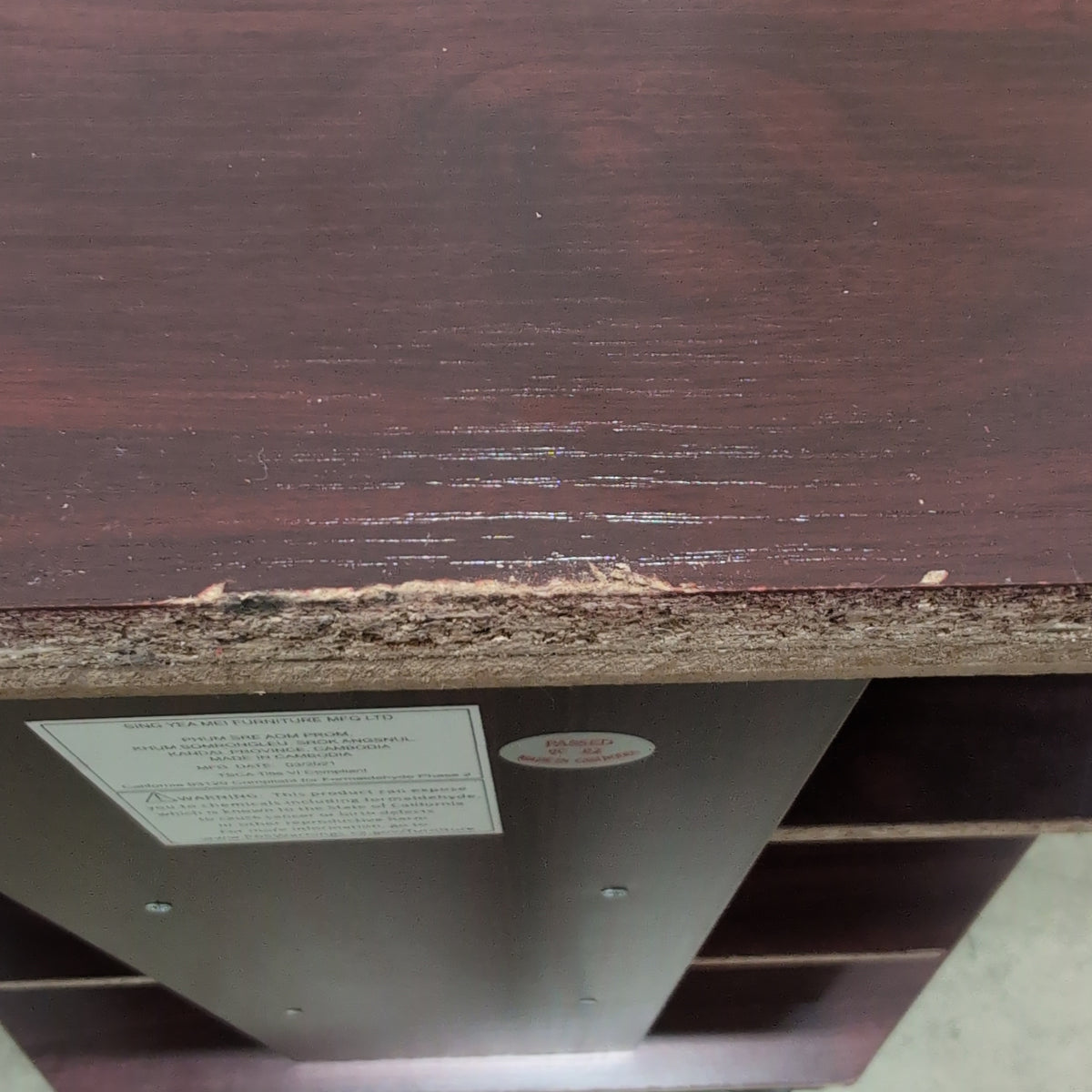 Cherry-Toned Corner TV Stand on Casters