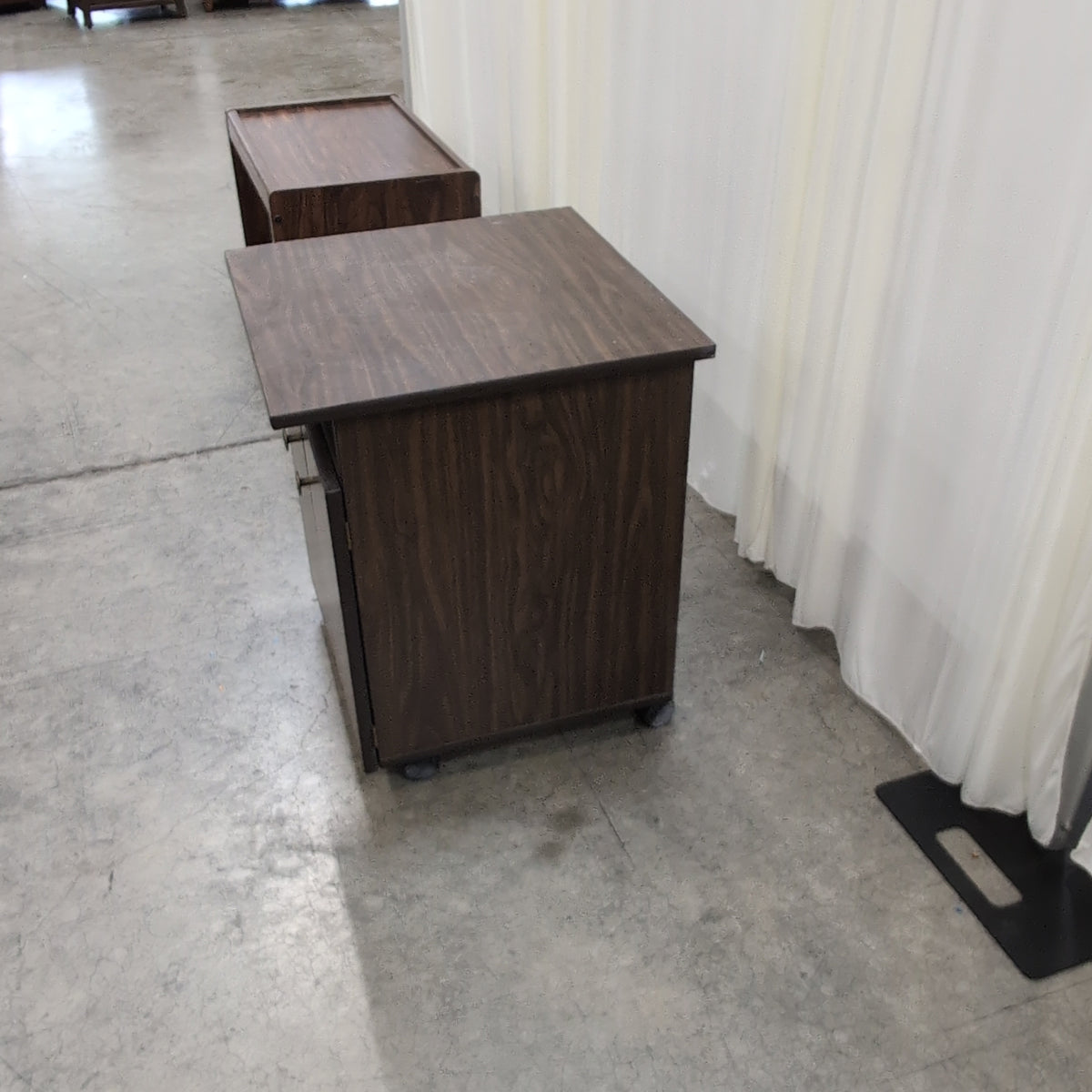 Dark Wood Two-Door Storage End Table