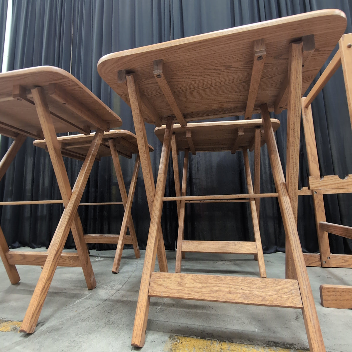 Natural Wood Folding TV Tray Set with Stand