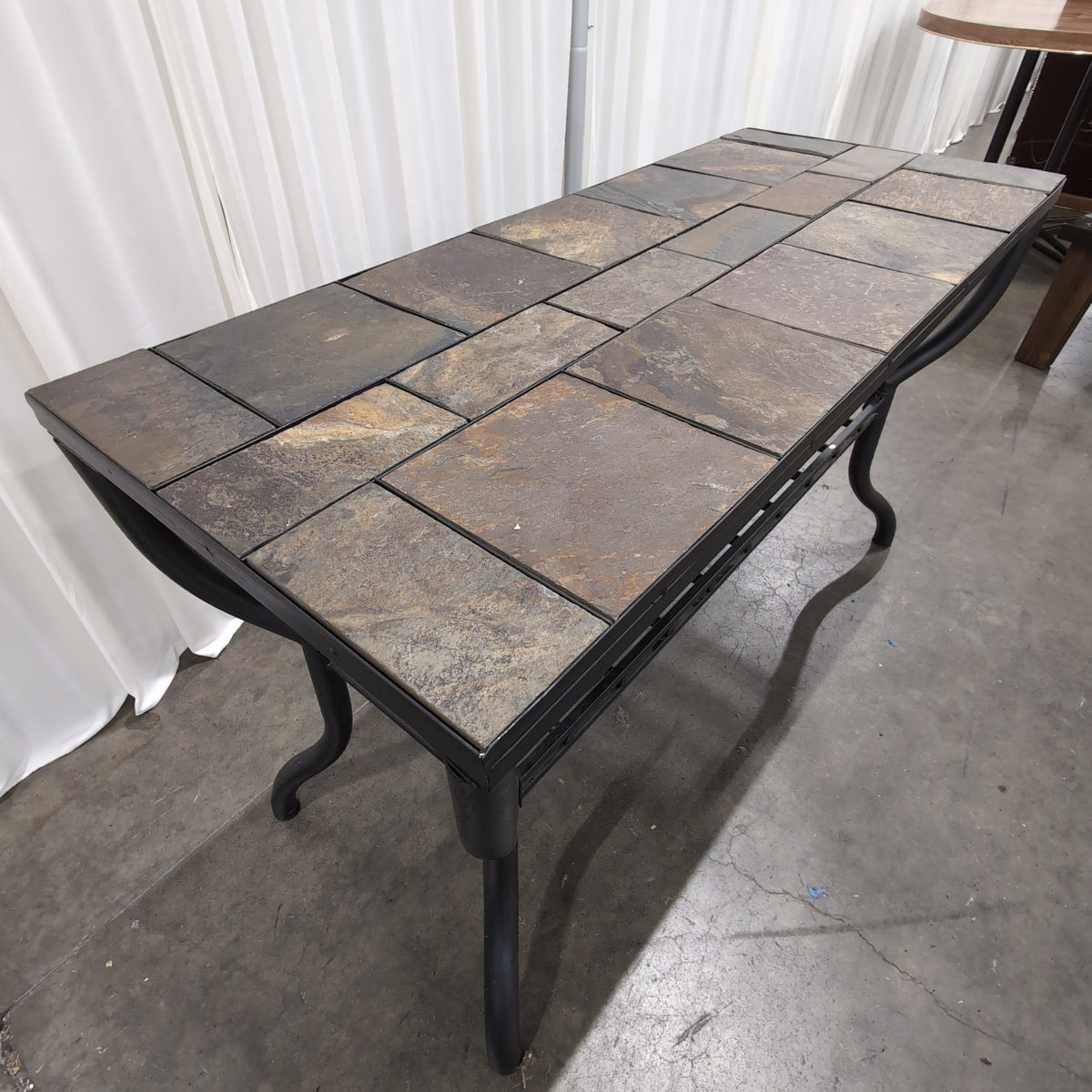 Rectangular Slate Tile Top Coffee Table in Metal