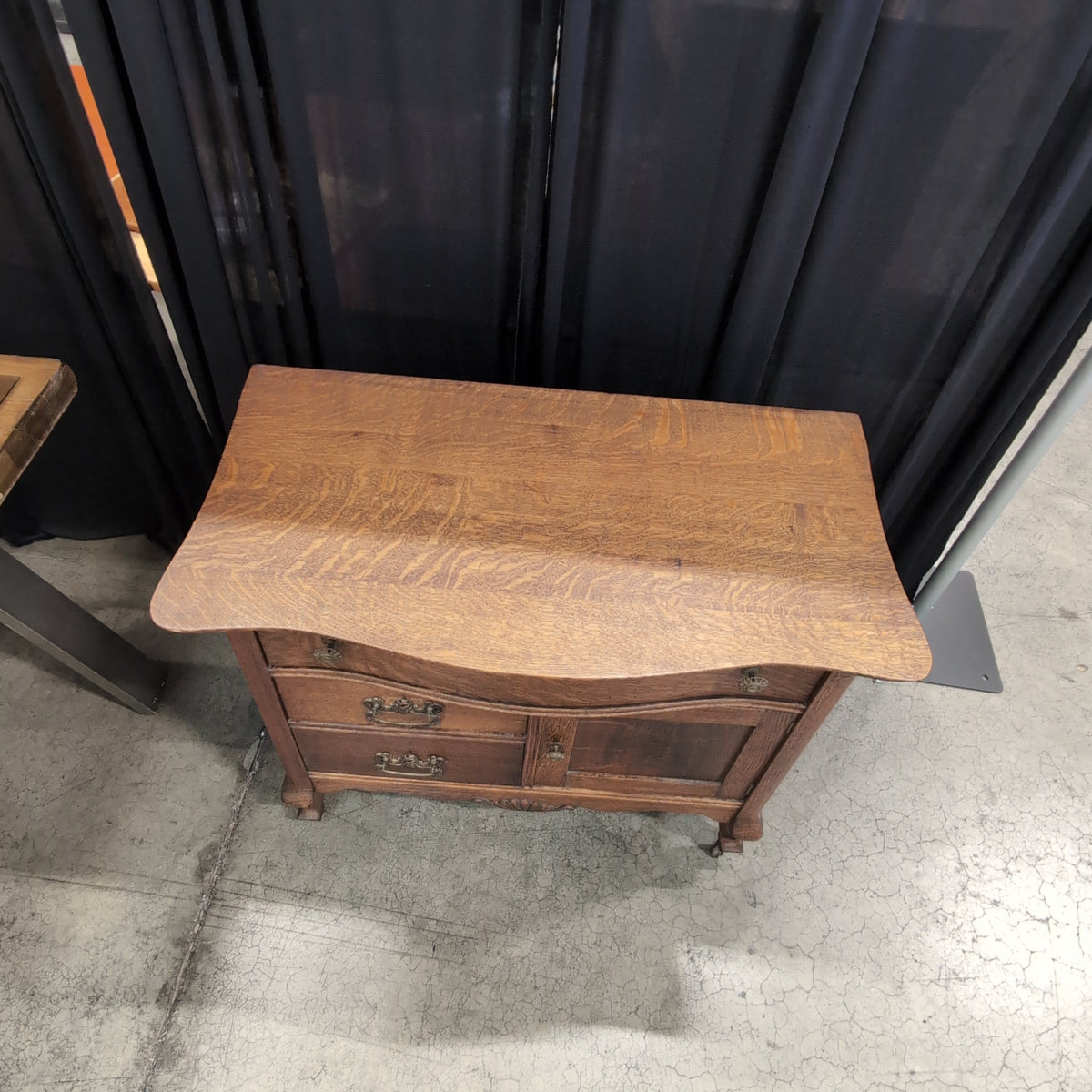 Antique Quarter Sawn Oak Buffet with Ornate Hardware