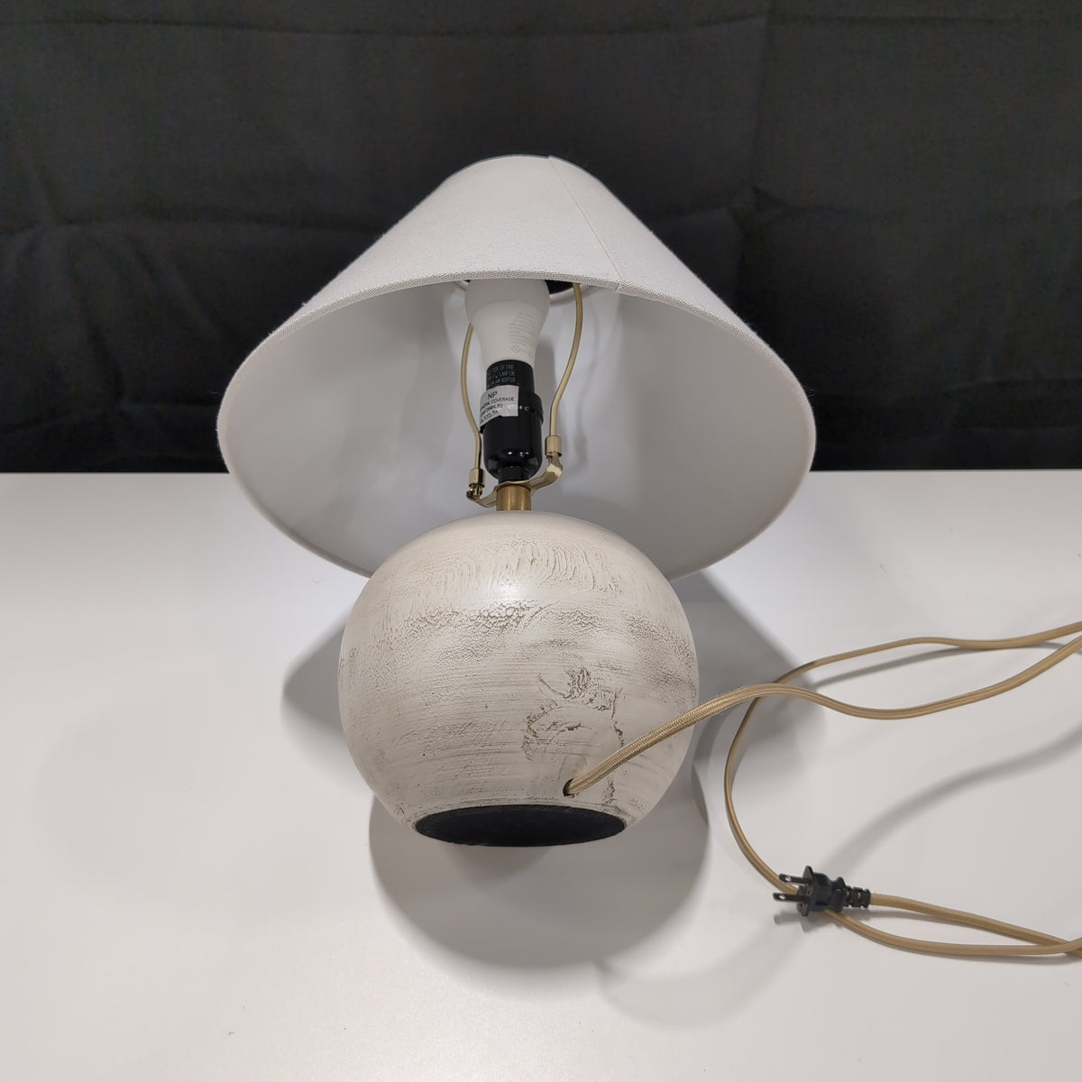 Cream Textured Ceramic Table Lamp with White Fabric Shade
