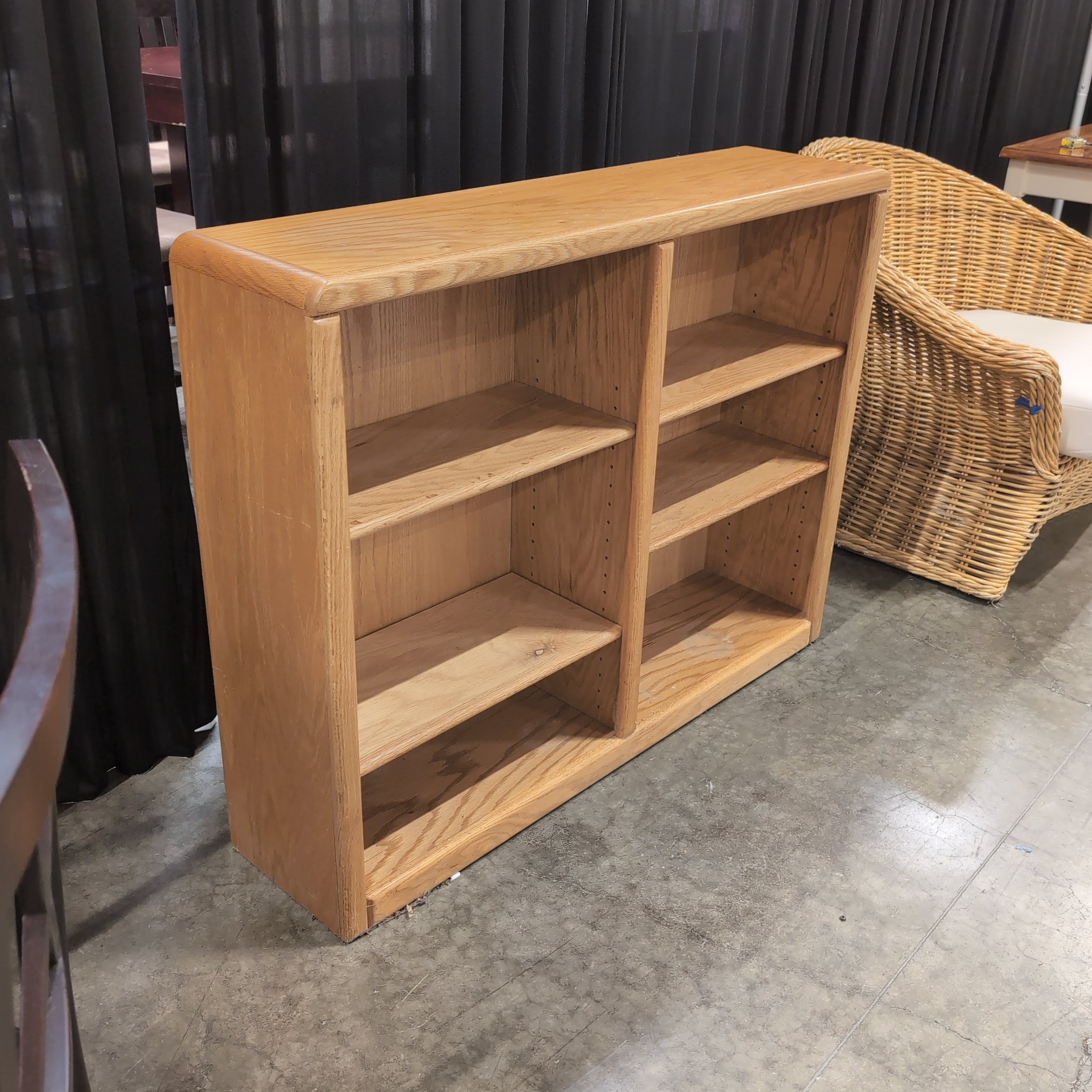 Light Wood Two-Section Adjustable Shelf Bookcase